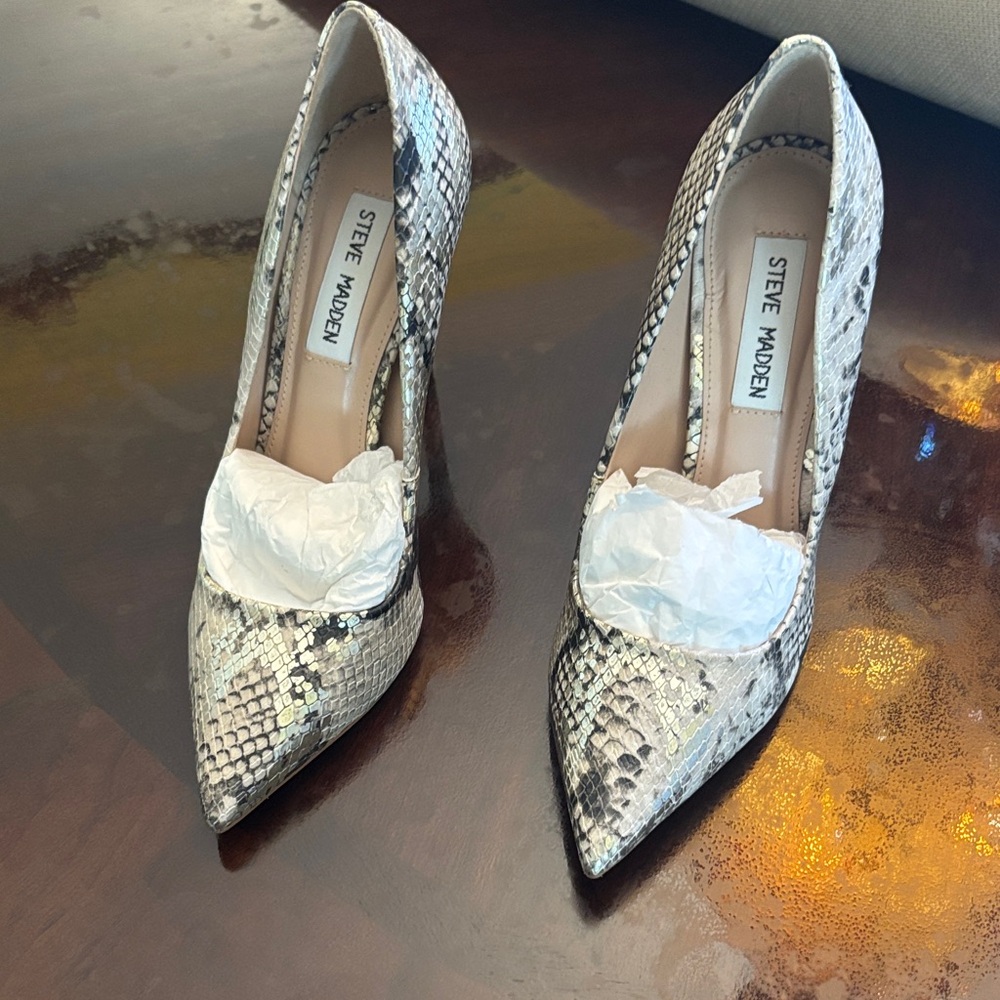 Steve Madden Metallic Snakeskin Heels